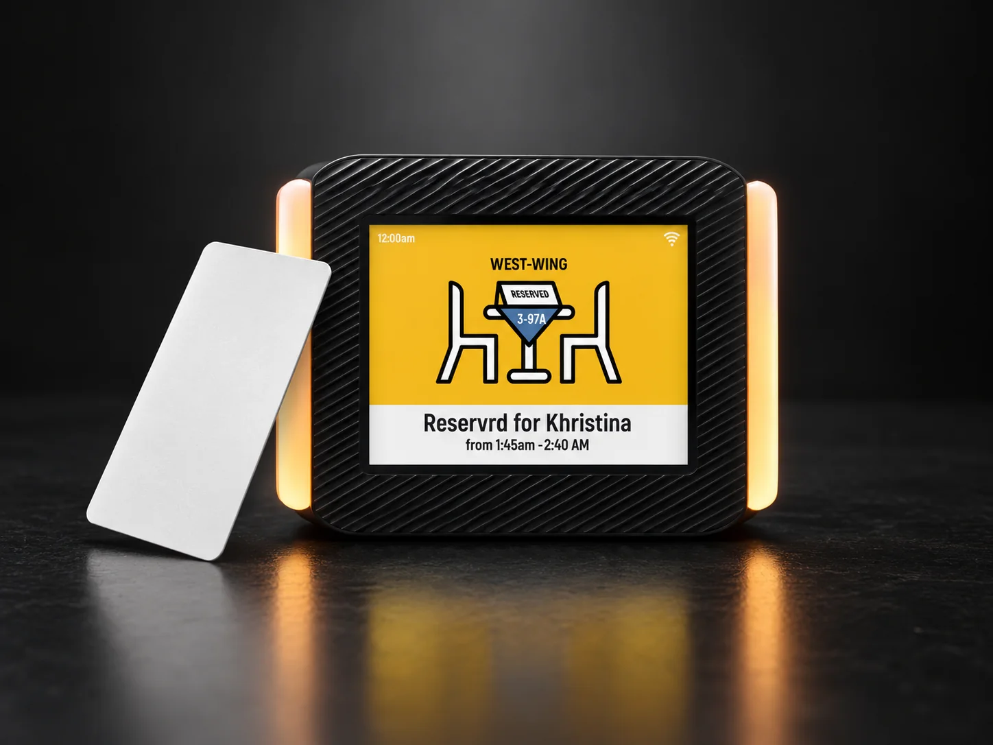 Smart booking terminal with display and NFC access card